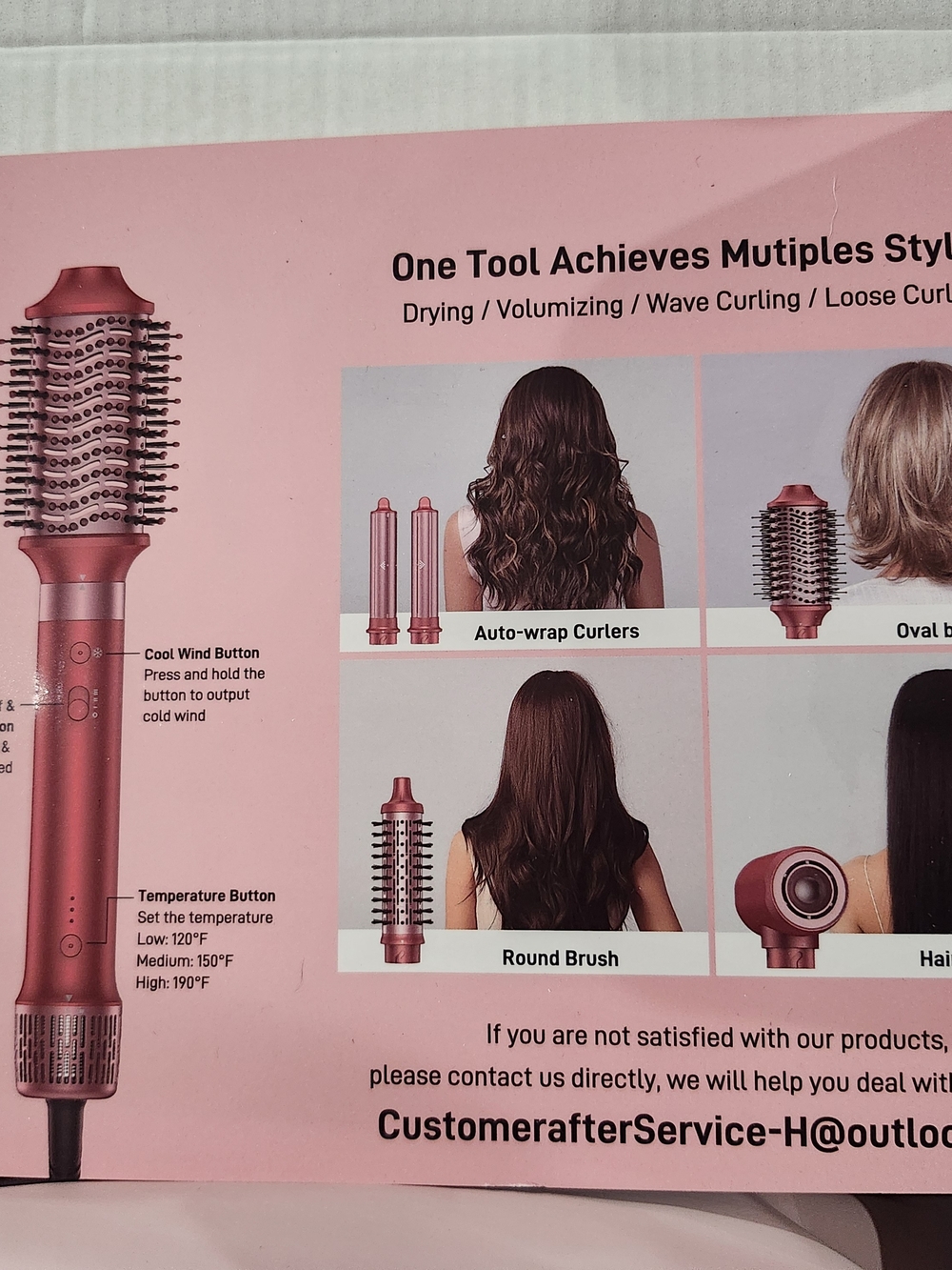 Multi-Function Pink Hair Styling Brush - Brand